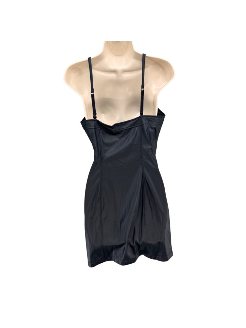 Free People Say No More Bodycon Dress Black Faux Leather Sleeveless Mini Size S - Picture 2 of 15